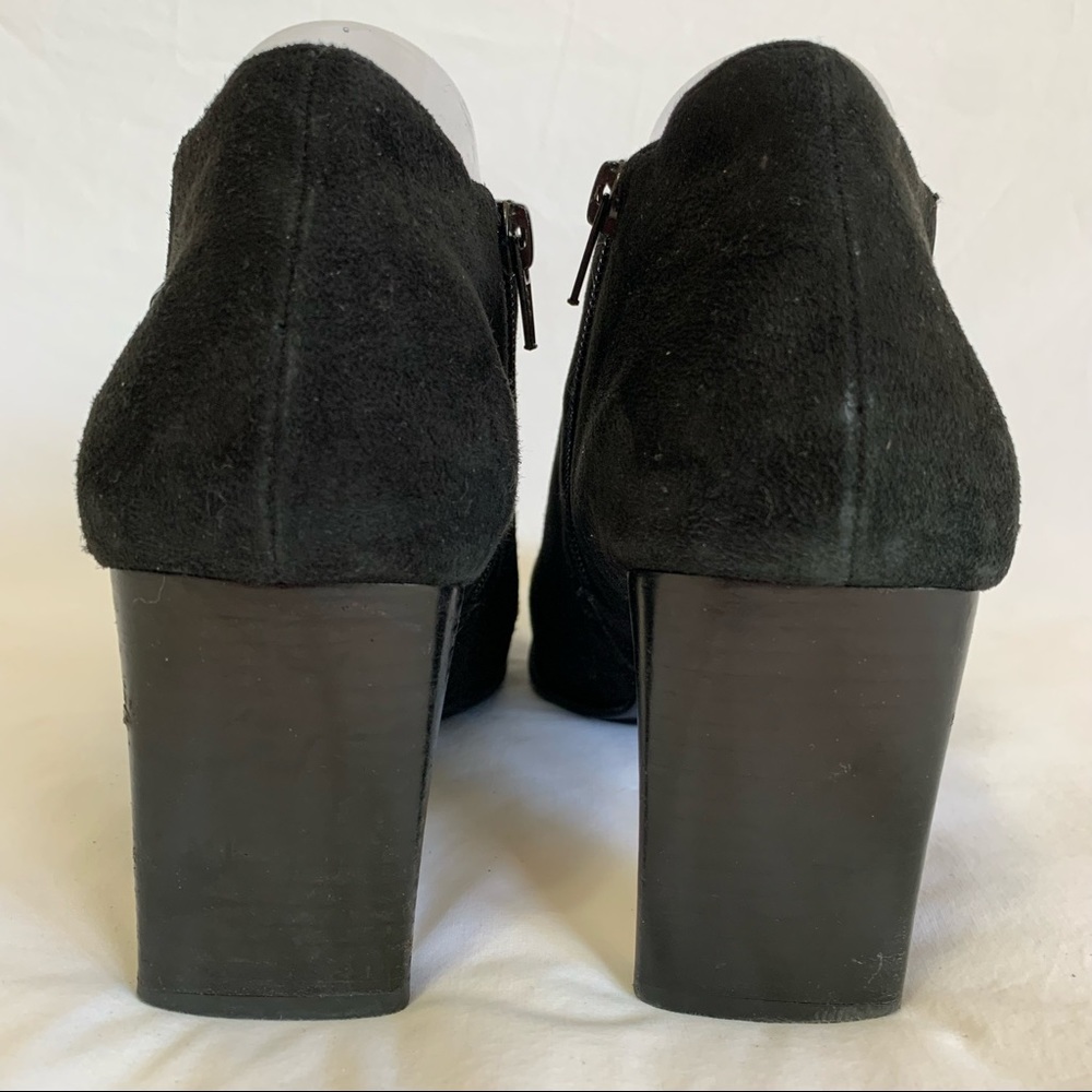 Bandolino Black Suede Urbane Zipper Booties, square toe, high heels, women’s 9 - Picture 6 of 16